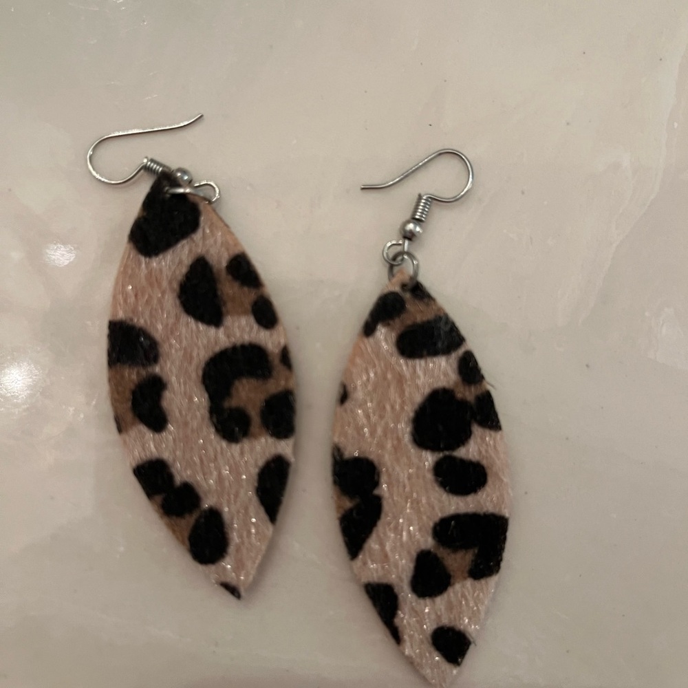 Leopard Print Drop Earrings